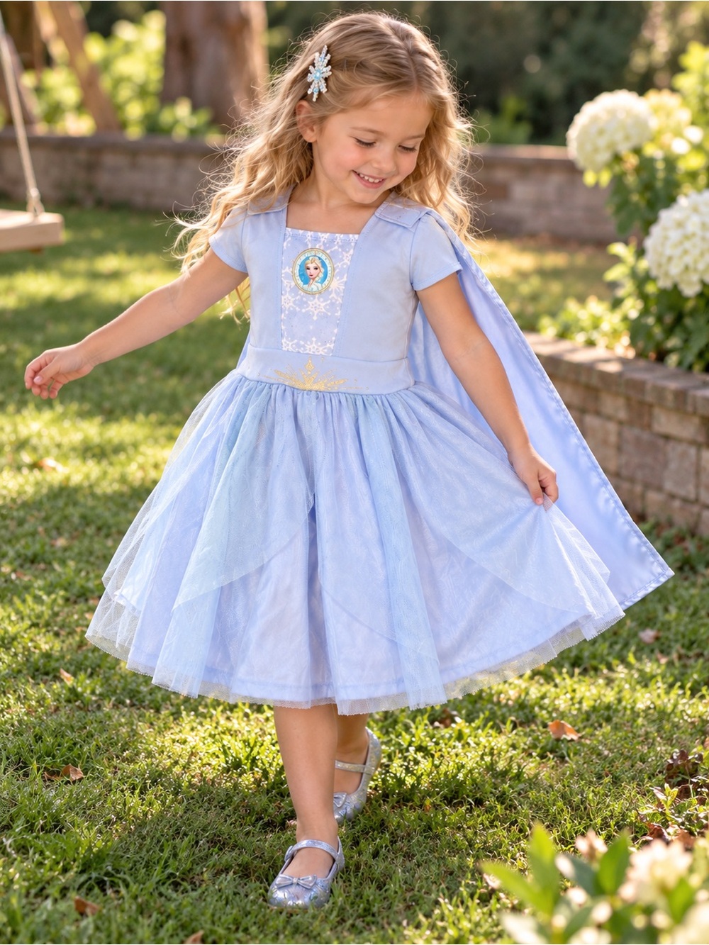 Disney Light Blue Elsa Princess Tulle Dress with Cape